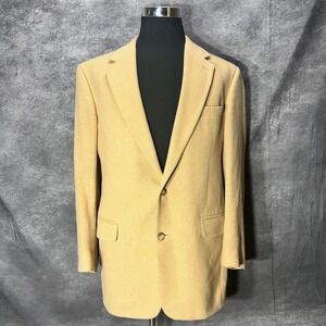 VTG Brooks Brothers 100% Camel Hair Blazer Sport Coat Mens 40 LG Tan Union Made